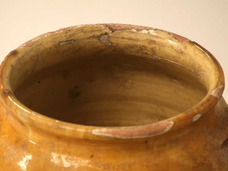 Authentic Original Antique French Confit Pot w/Warm Gold Glaze In Good Condition In Chicago, IL