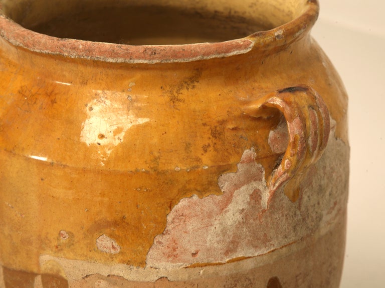 Authentic Original Antique French Confit Pot w/Warm Gold Glaze 1