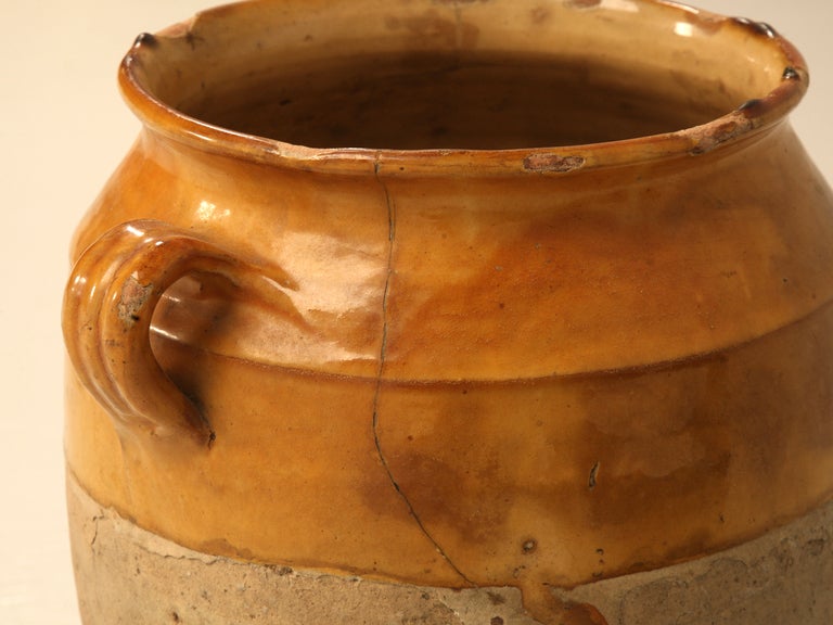 19th Century Original Antique French Confit Pot w/Gorgeous Carmel Gold Glaze