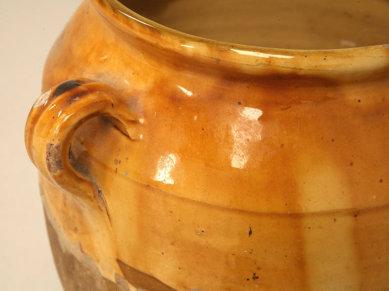 Glazed Original Authentic Antique French Confit Pot w/Great Multi-Tone Gold Glaze