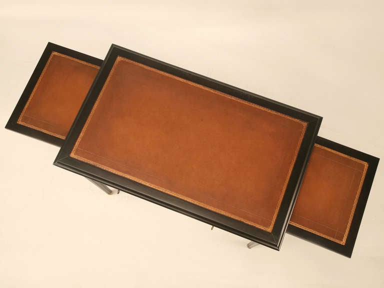 Restored Vintage French Louis XVI Ebonized Mahogany Two Drawer Desk/Vanity