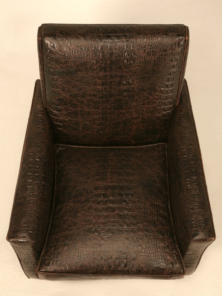 Faux Croc Restored French 1940s Club Chair In Excellent Condition In Chicago, IL