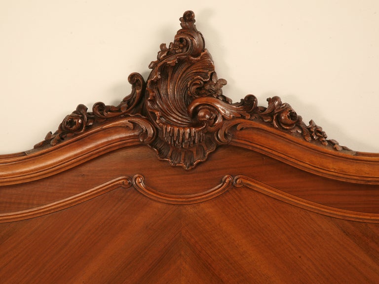 Gorgeous carvings centered up top provide a stunning focal point on  these antique headboards. Usually built as 3/4 or full size beds, we have modified many to queen and several to king over the past 20 years. Normally included with the purchase of