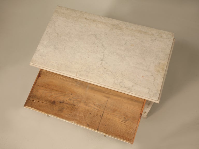 Original Paint Antique French Two Door Pastry Counter with Marble In Good Condition In Chicago, IL