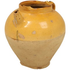 Original Antique French Water Jug w/Stunning Yellow Glaze 9