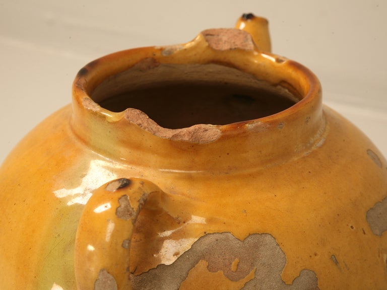 Original Antique French Water Jug w/Stunning Yellow Glaze c1900 In Good Condition In Chicago, IL