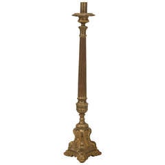 Single Antique Italian Renaissance Brass Candlestick