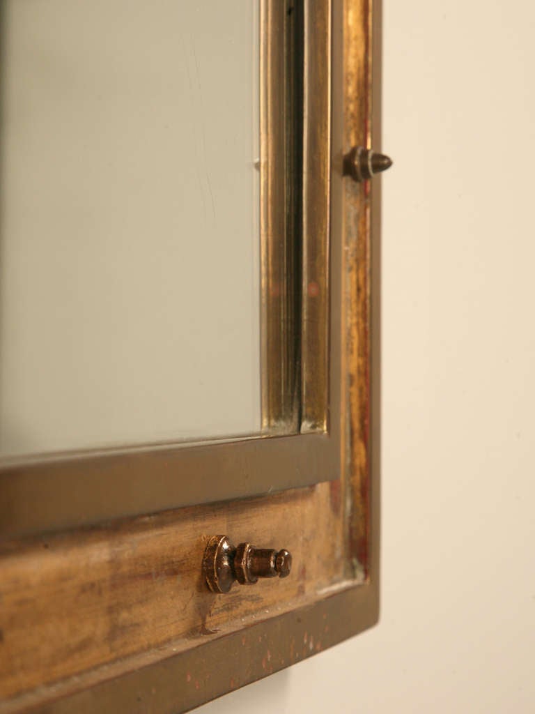 Vintage French Industrial Brass Mirror with Rivet Decoration at 1stDibs
