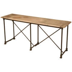 Vintage Industrial Oak and Steel Paw Console Table