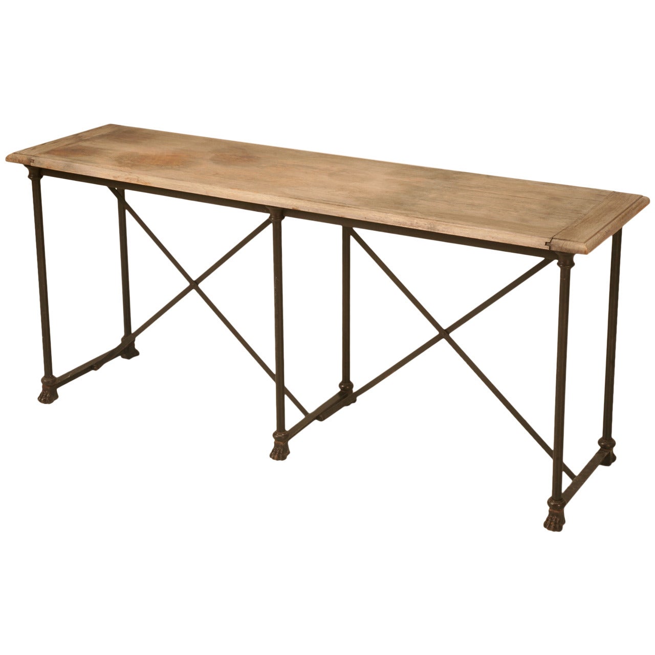 Industrial Oak and Steel Paw Console Table