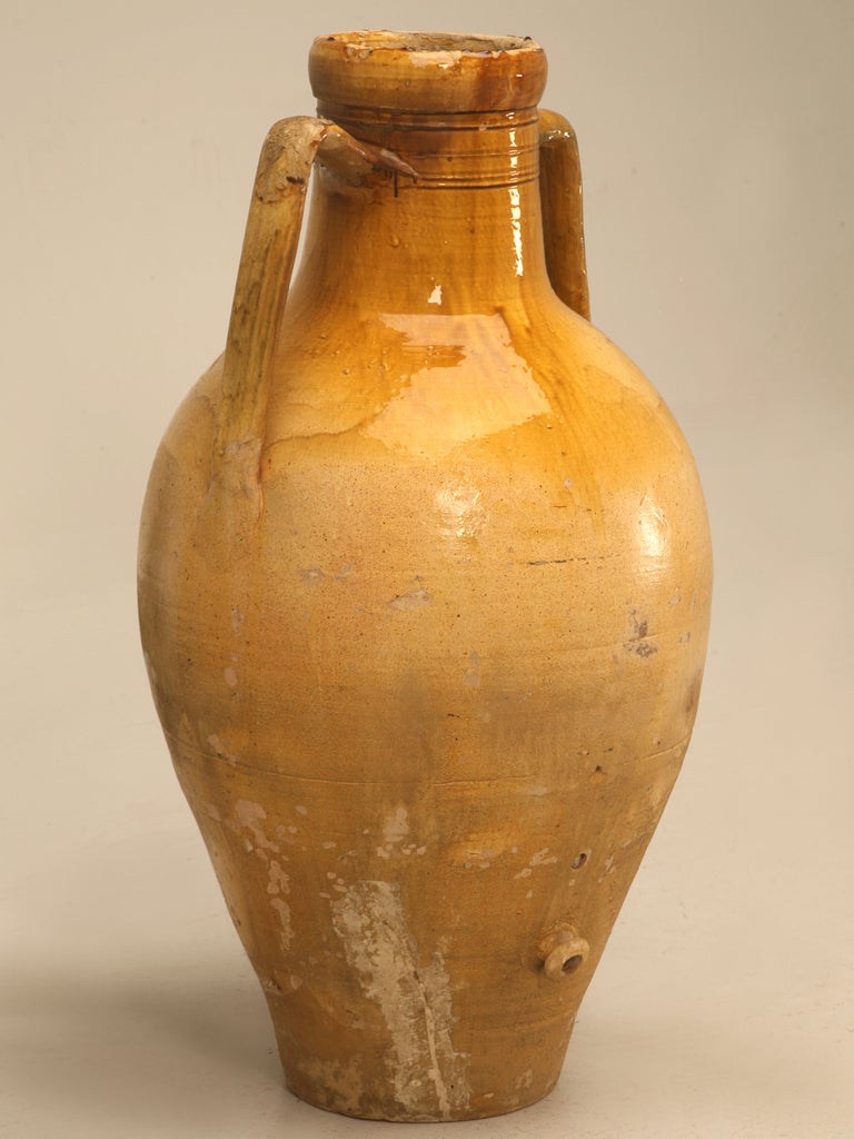Italian Enameled Terracotta Olive Oil Jar from Puglia ...