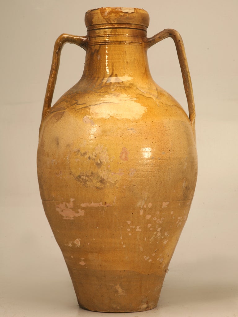 Italian Enameled Terracotta Olive Oil Jar from Puglia Region 4