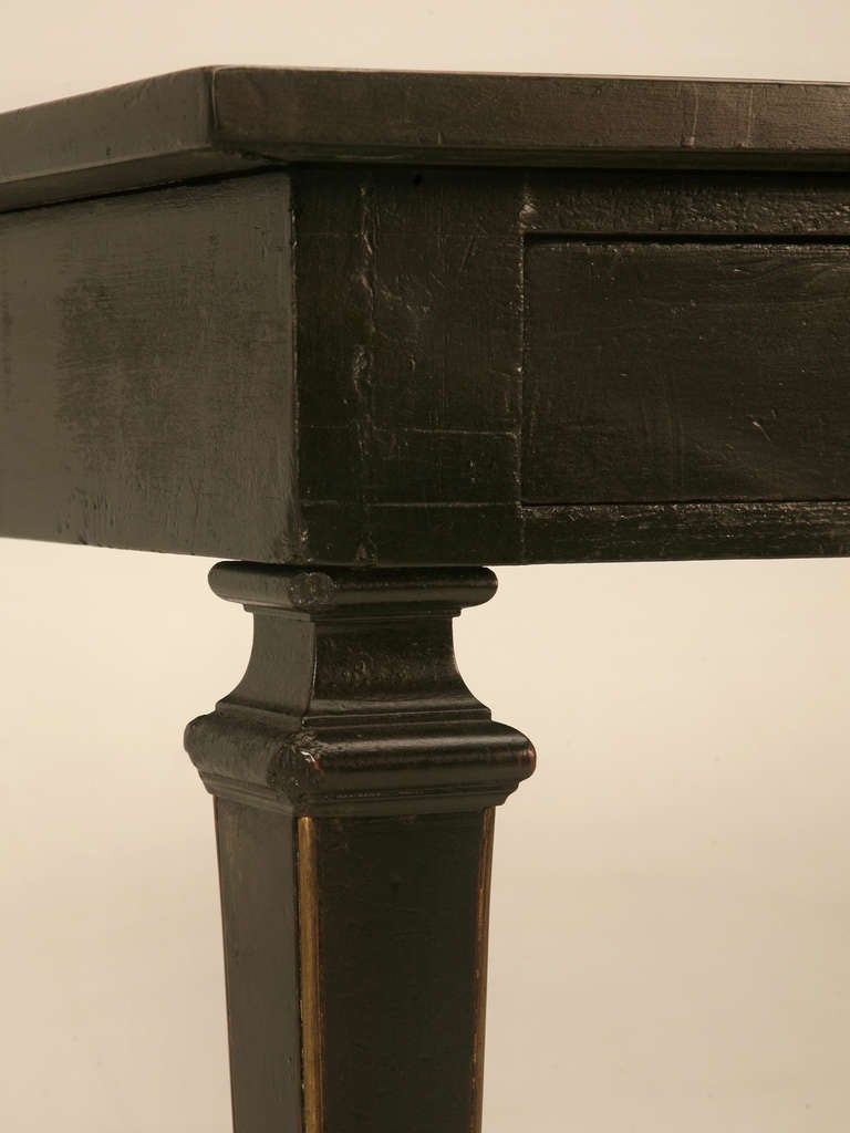 Petite circa 1880 French Napoleon III Black Lacquer Two-Drawer Writing Desk In Good Condition For Sale In Chicago, IL