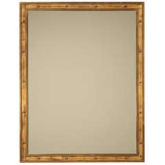 Vieux miroir industriel français en laiton avec décoration de rivets