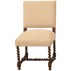 Antique c1820 French Louis XIII Oak Side Chair