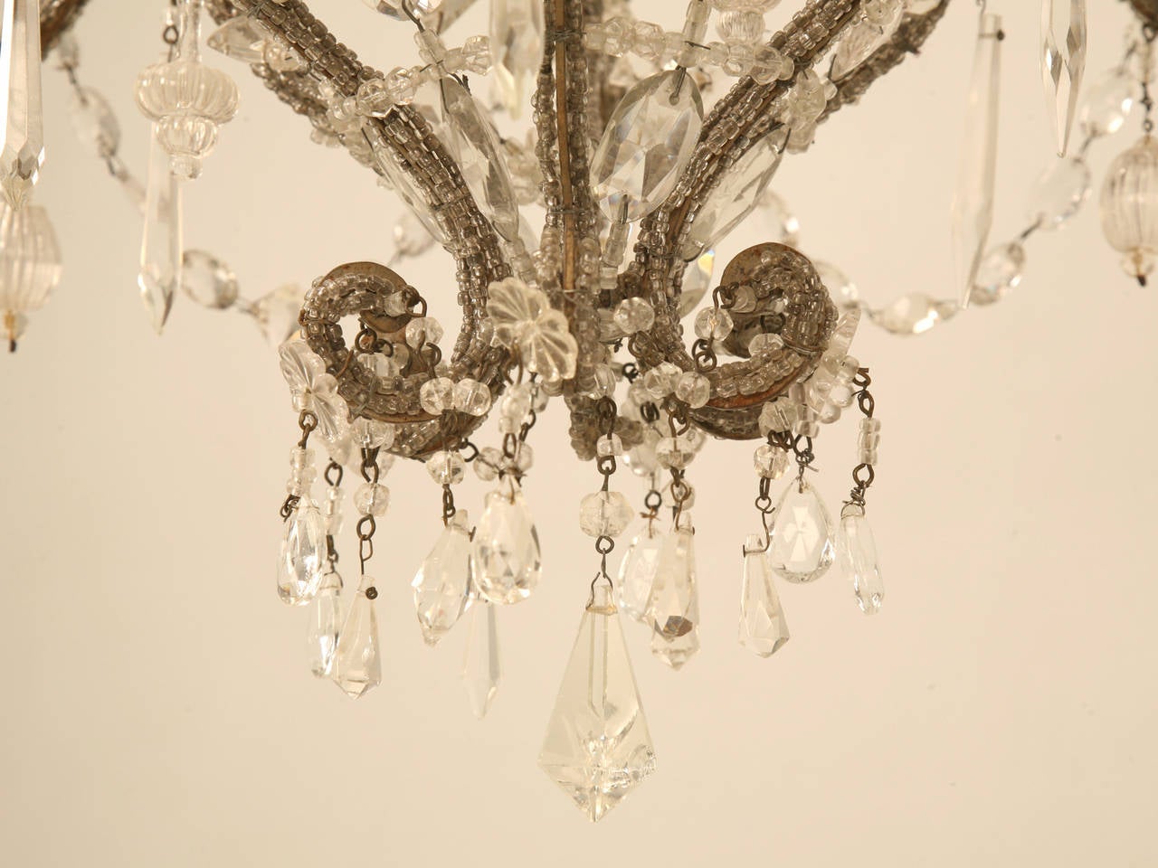 Vintage Beaded and Crystal Chandelier For Sale 1