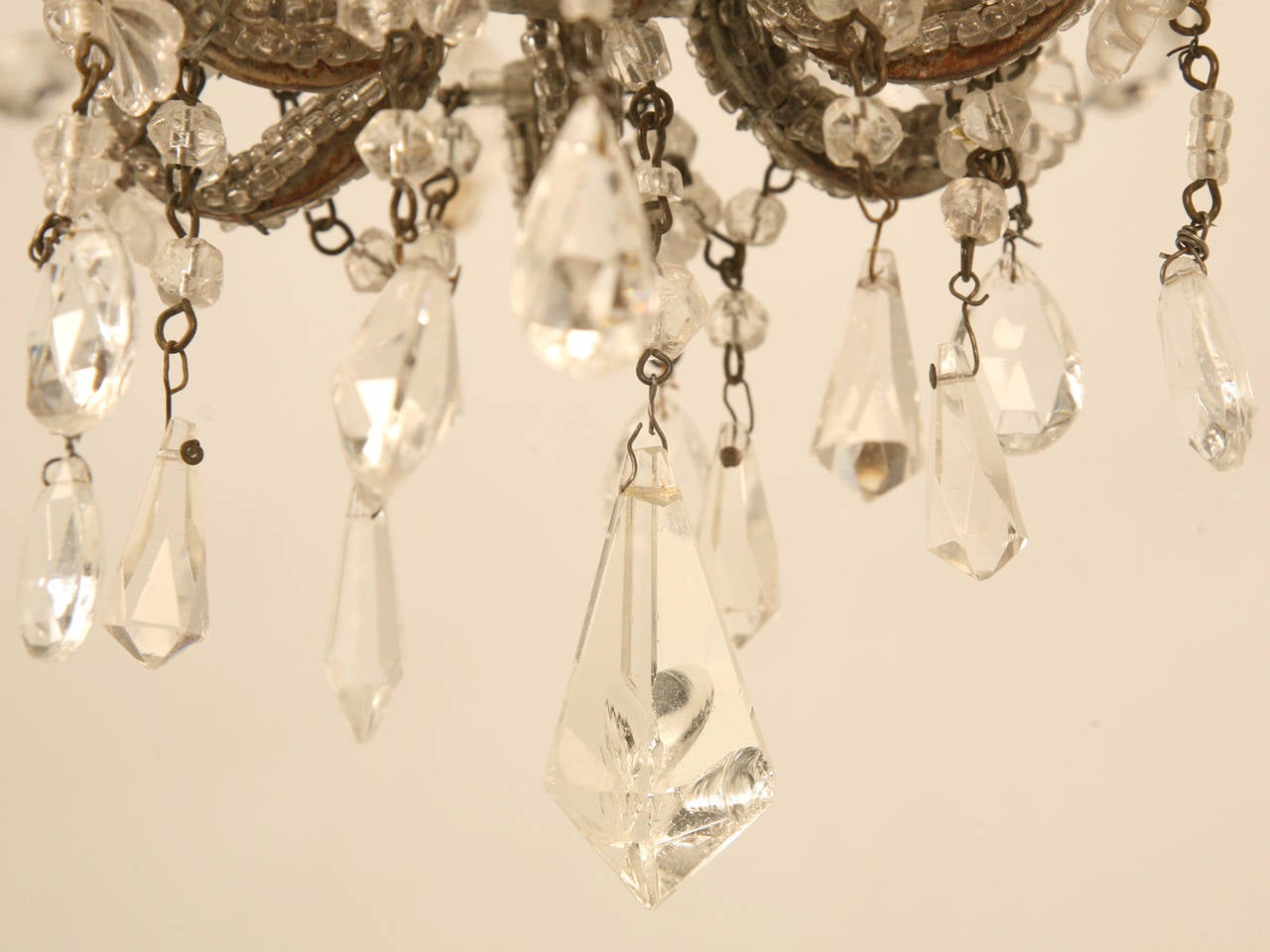 Vintage Beaded and Crystal Chandelier For Sale 2