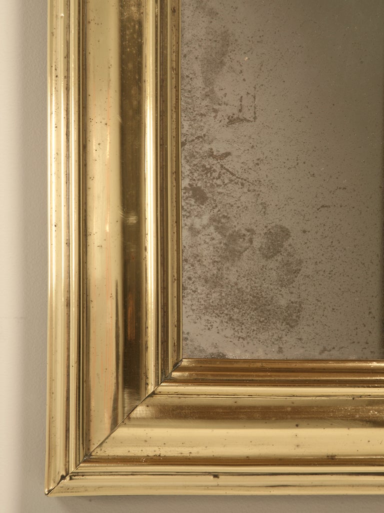 20th Century Amazing Original Antique French Brass Framed Bistro Mirror