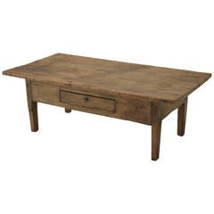 Antique French Oak and Pine Cut Down Table with a Drawer and Wide Boards