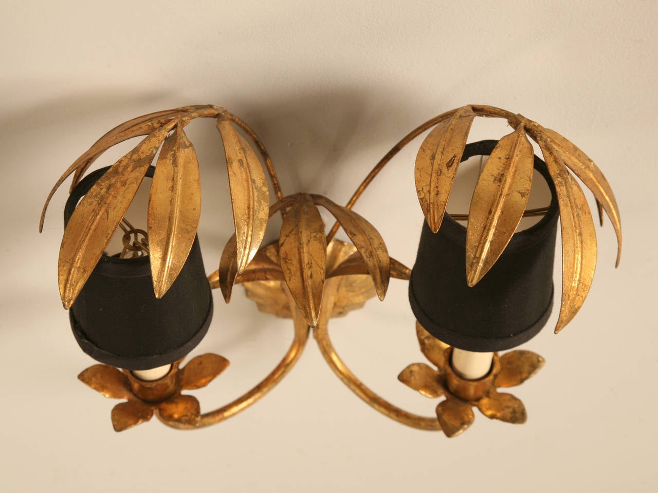 Mid-20th Century Pair of Vintage French Palm Leaf Sconces