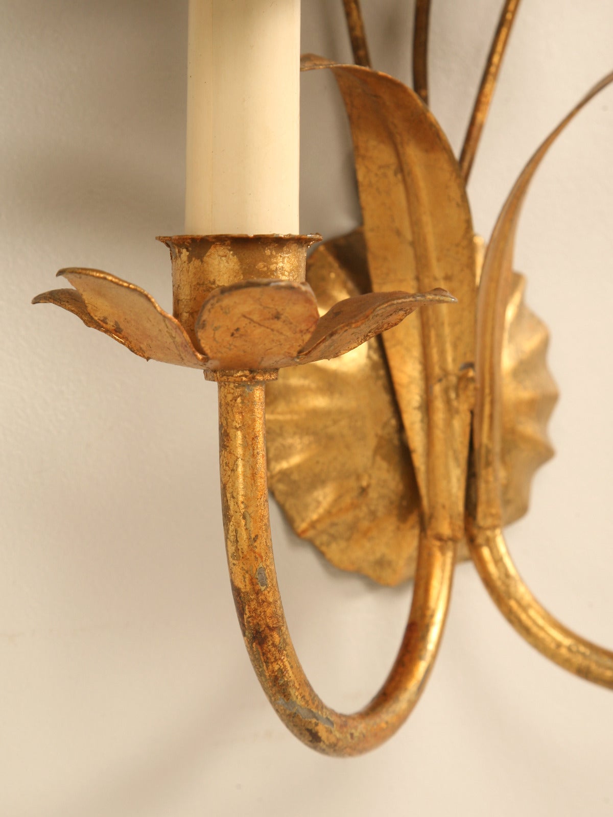 Pair of Vintage French Palm Leaf Sconces 5