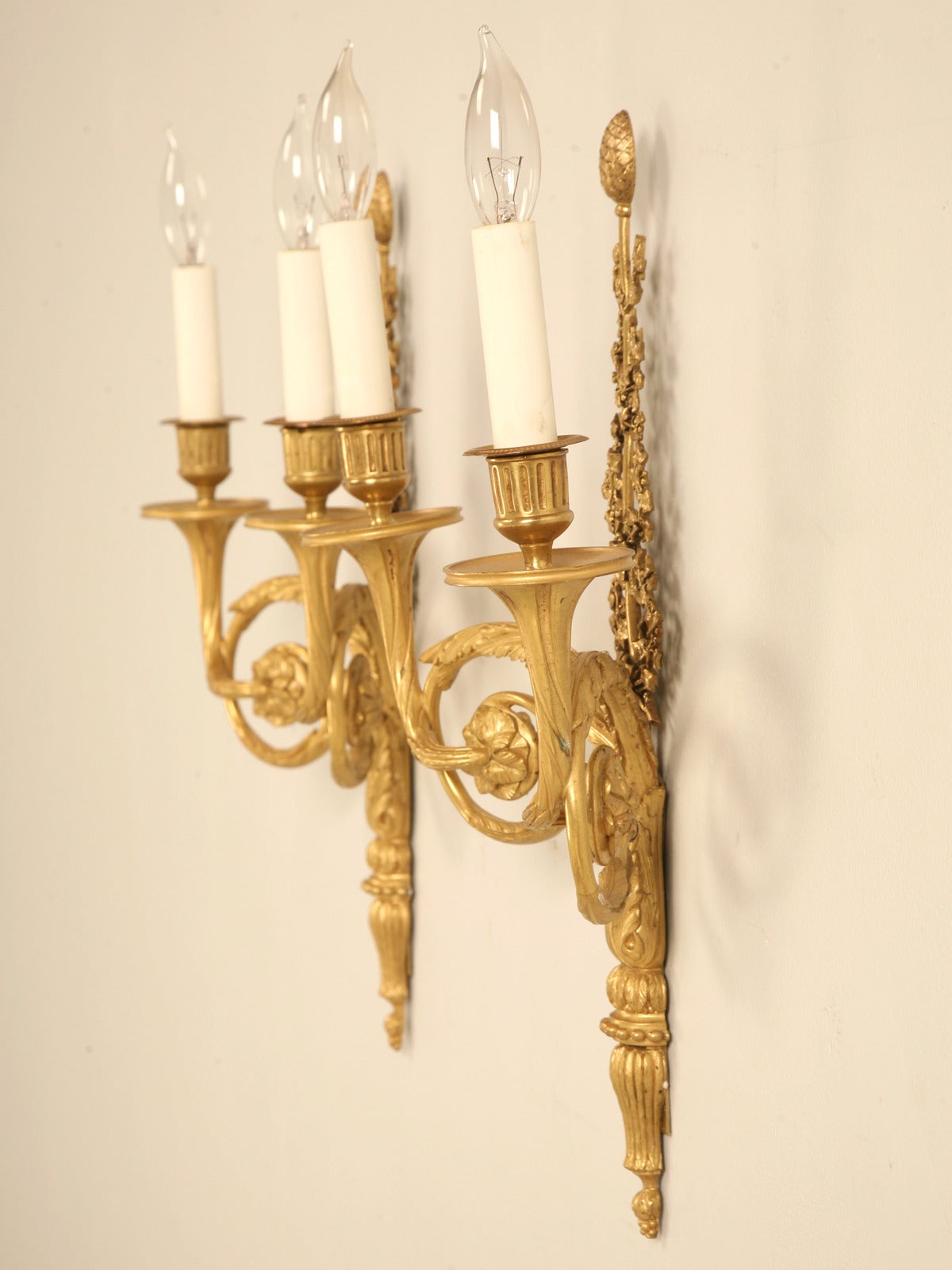 Vintage French Solid Brass Sconces 6