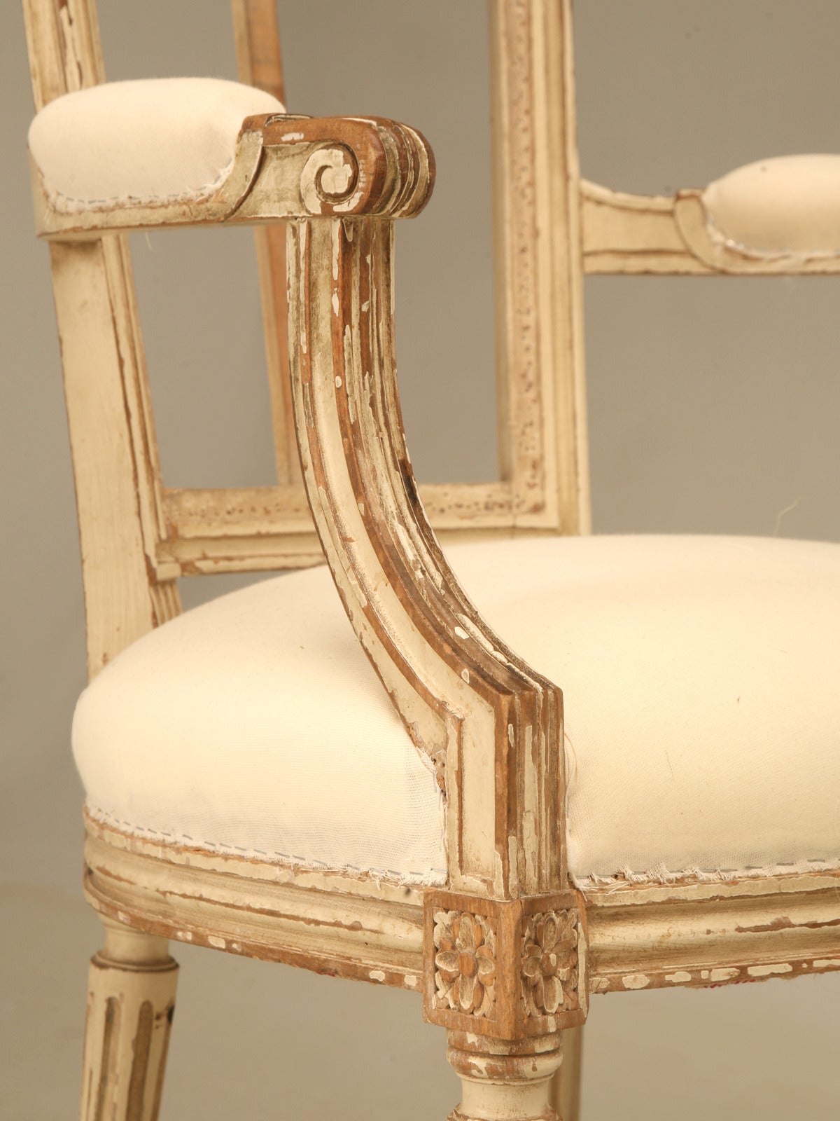 Mid-20th Century Set of Six French Louis XVI Style Original Painted Chairs