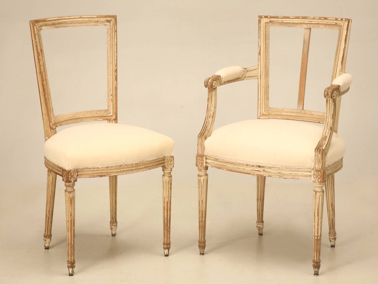 Set of Six French Louis XVI Style Original Painted Chairs 4