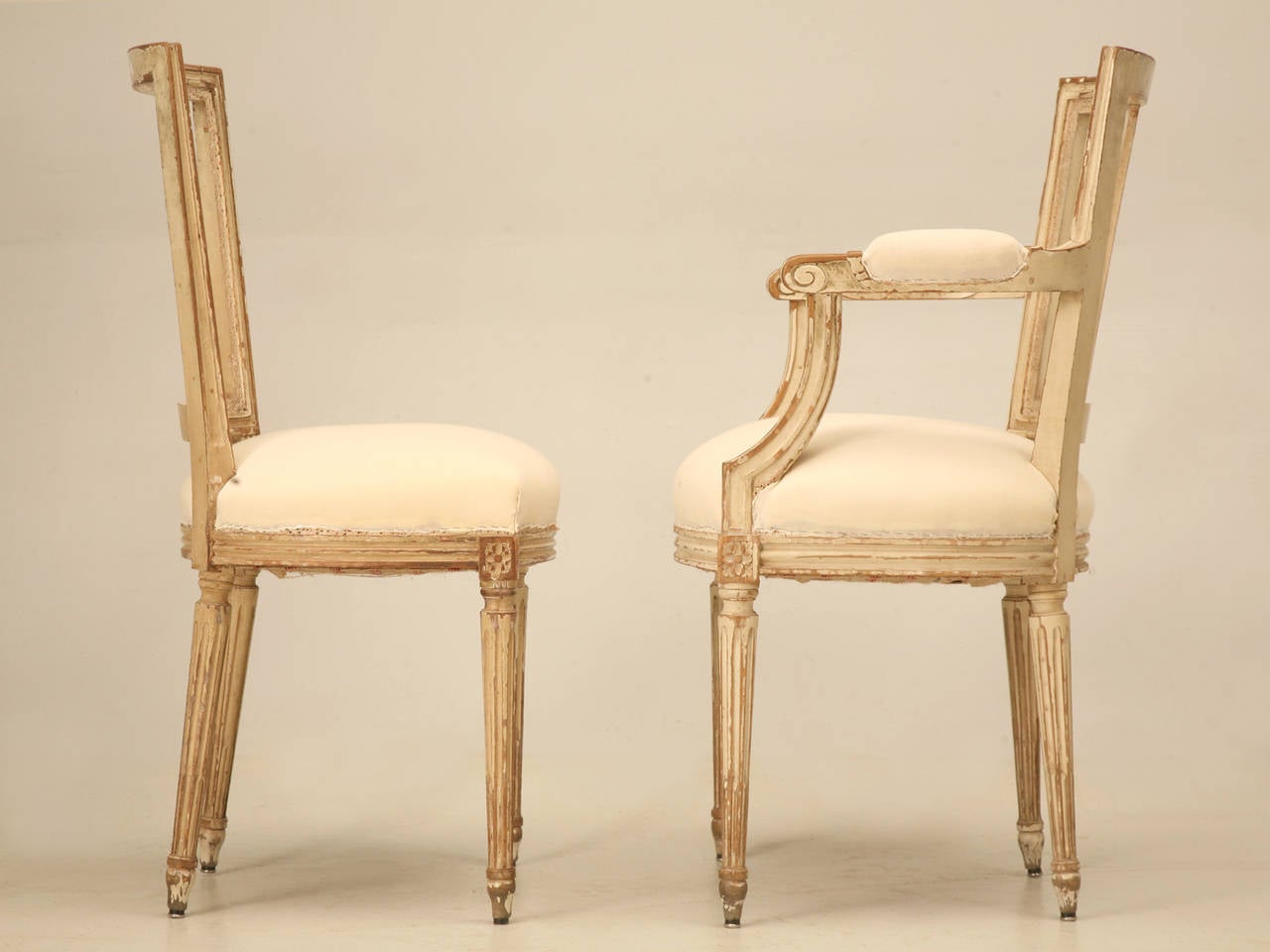 Set of Six French Louis XVI Style Original Painted Chairs 5