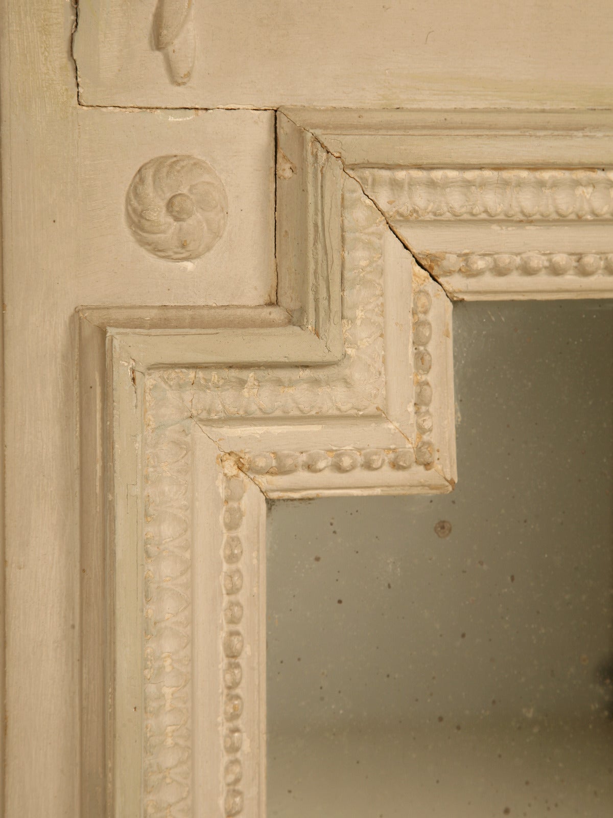 Antique French Mirror in Old Paint and Original Glass 1