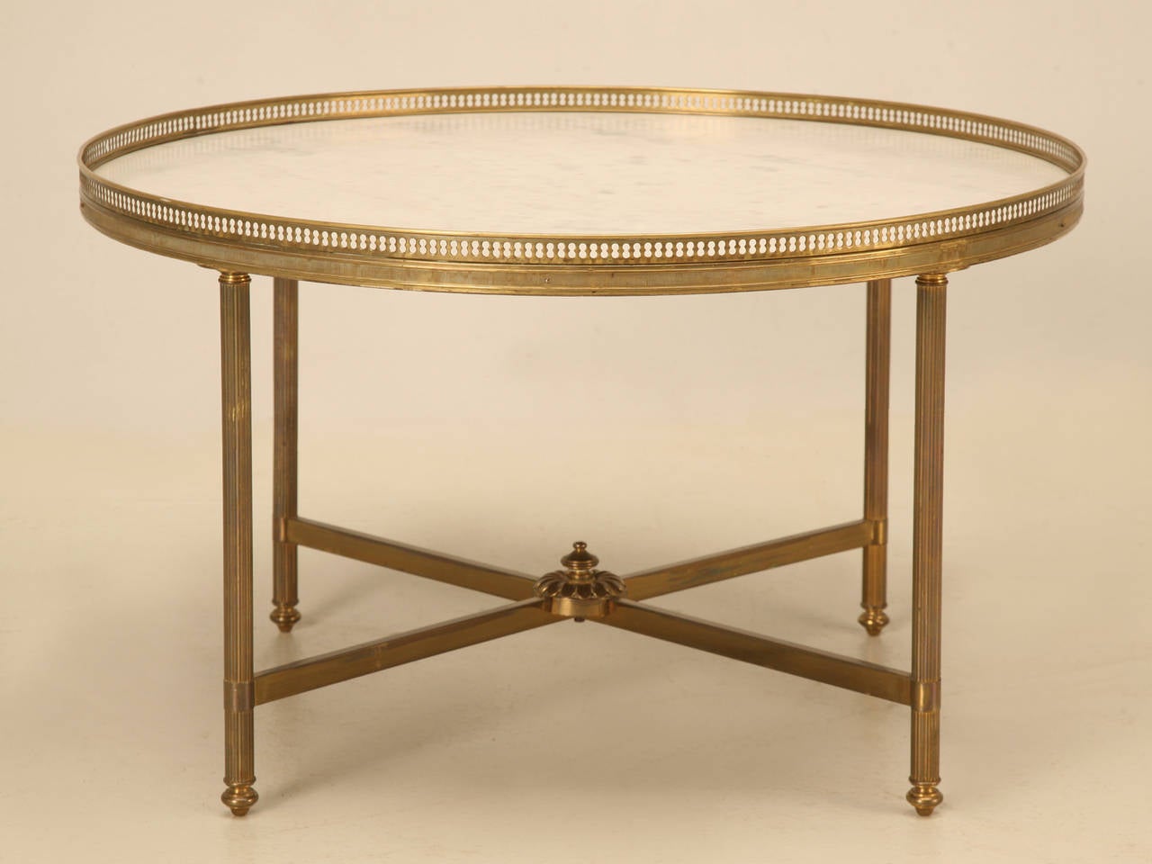 20th Century Vintage French Marble and Brass Cocktail or Coffee Table