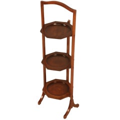 Flat Folding English Mahogany Muffin or Whatnot Stand