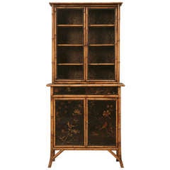 Antique Circa 1890 English Chinoiserie Bamboo Cabinet