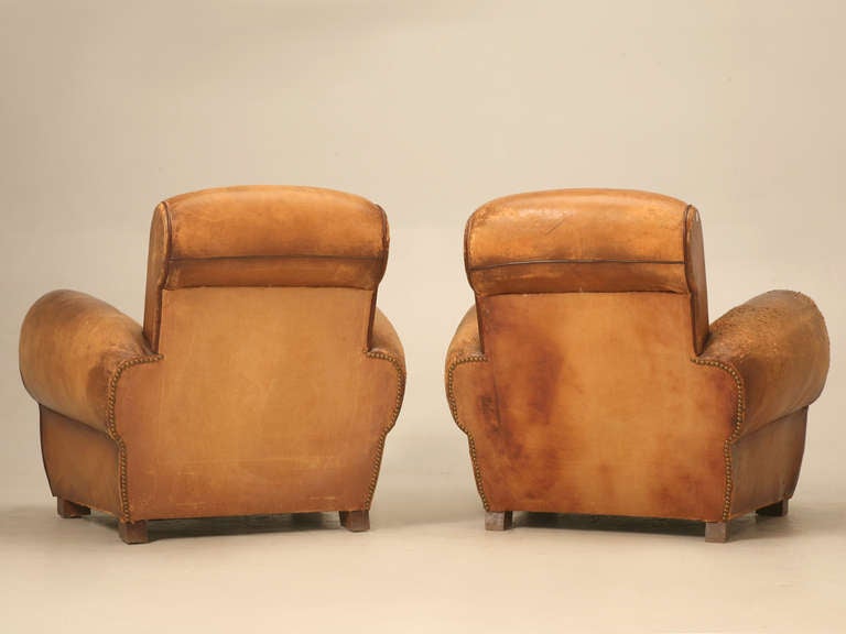 Pair 1940's Original French Leather Club Chairs 5