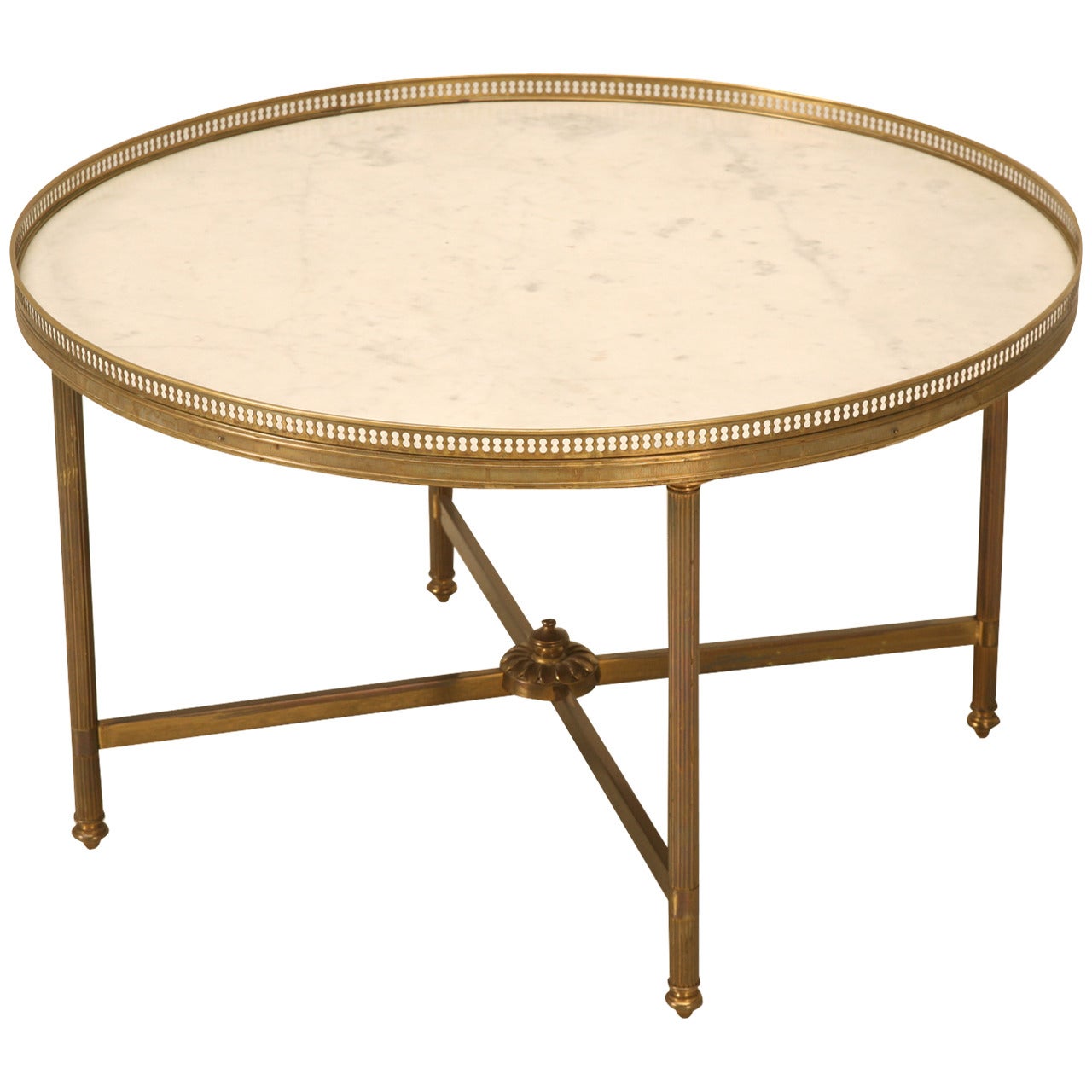 Vintage French Marble and Brass Cocktail or Coffee Table