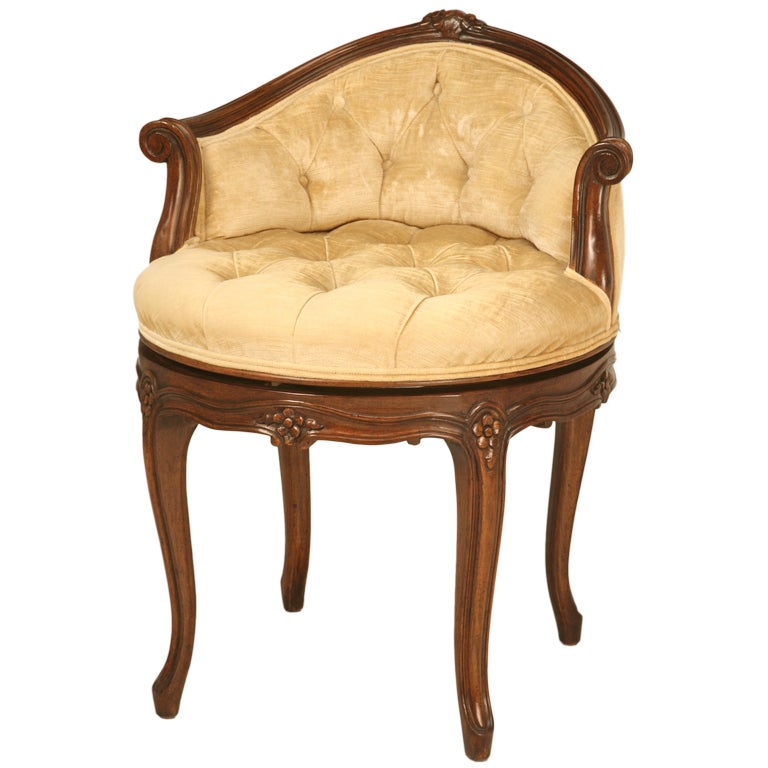 Amazing Vintage French Louis XV Style Swivel Vanity Dresser Stool by Danby