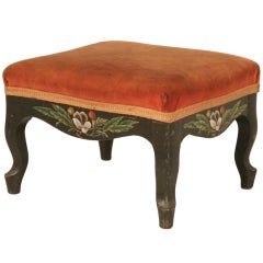 Elaborate 1920's French Louis XV Style Footstool w/Hand-Painted Decorations
