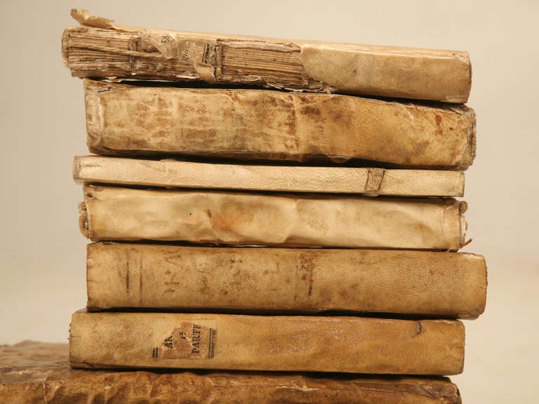 Circa 1604-1880 Original Latin and Spanish Vellum Bound Books In Fair Condition In Chicago, IL