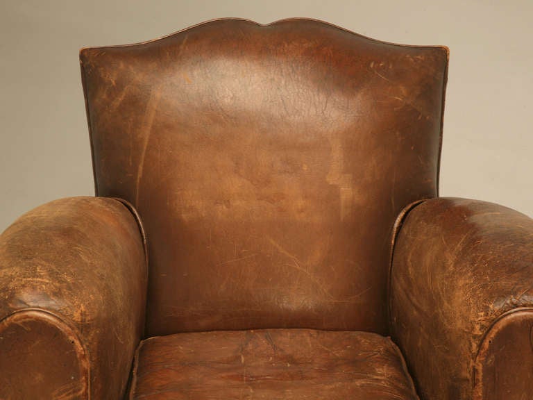 Art Deco C1930's Classic Moustache French Leather Club Chairs