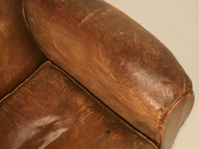 C1930's Classic Moustache French Leather Club Chairs 1