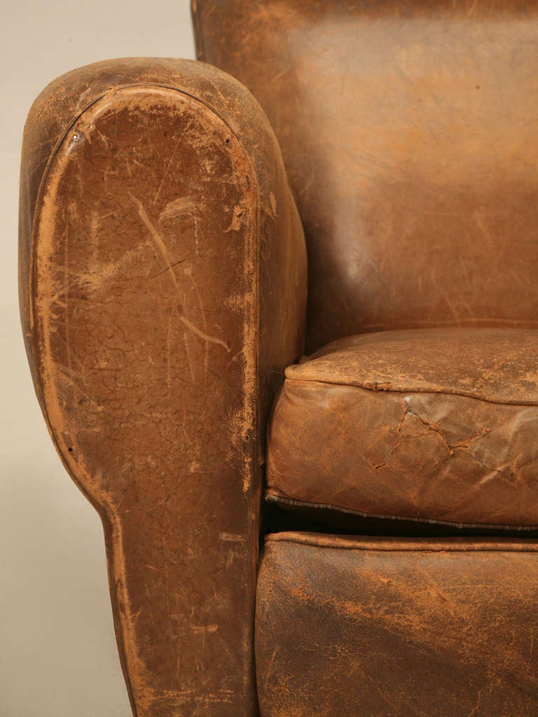 C1930's Classic Moustache French Leather Club Chairs 2