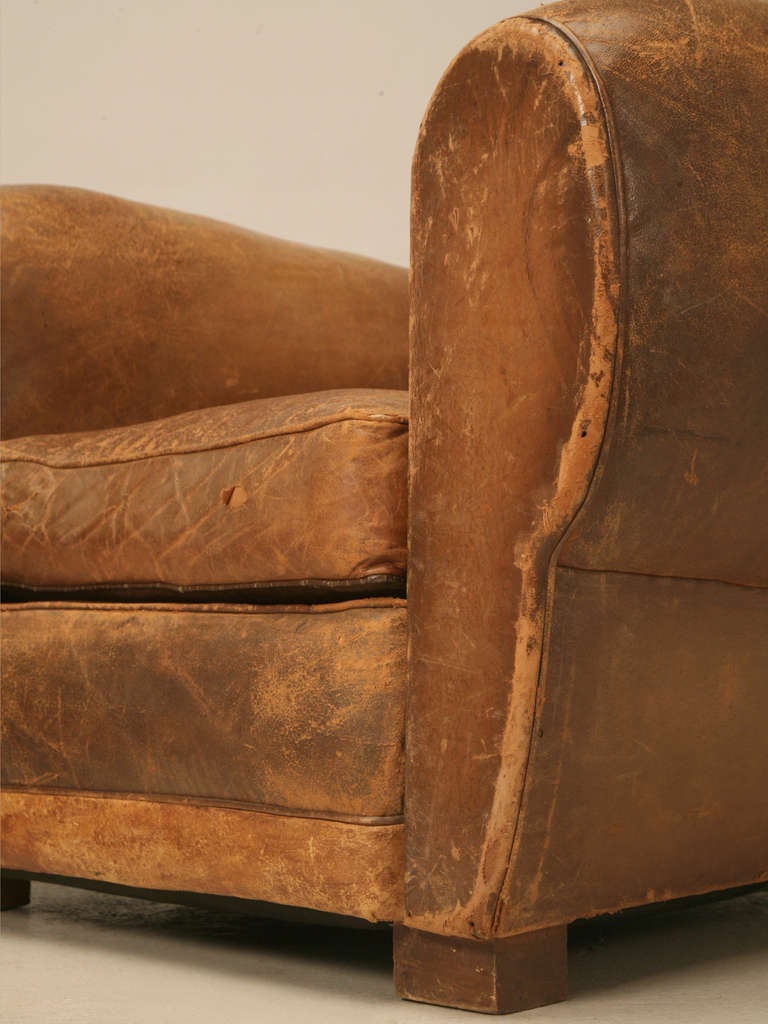 C1930's Classic Moustache French Leather Club Chairs 3