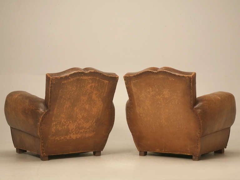 C1930's Classic Moustache French Leather Club Chairs 5