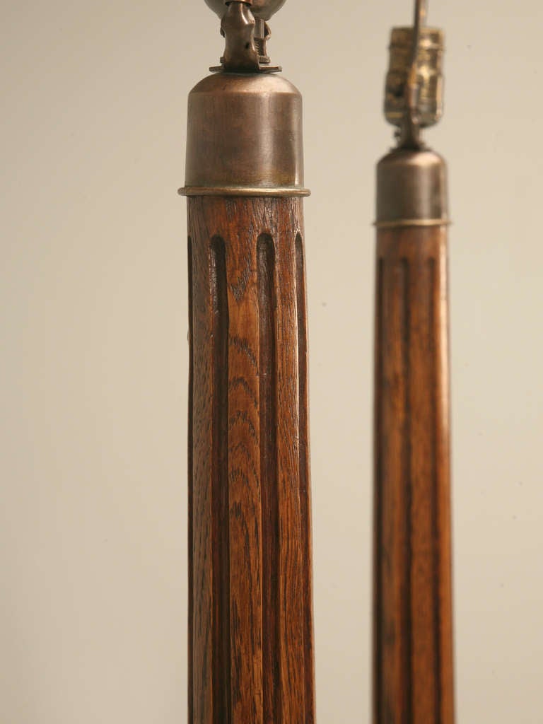 Louis XVI Pair French Oak Restored Floor Lamps