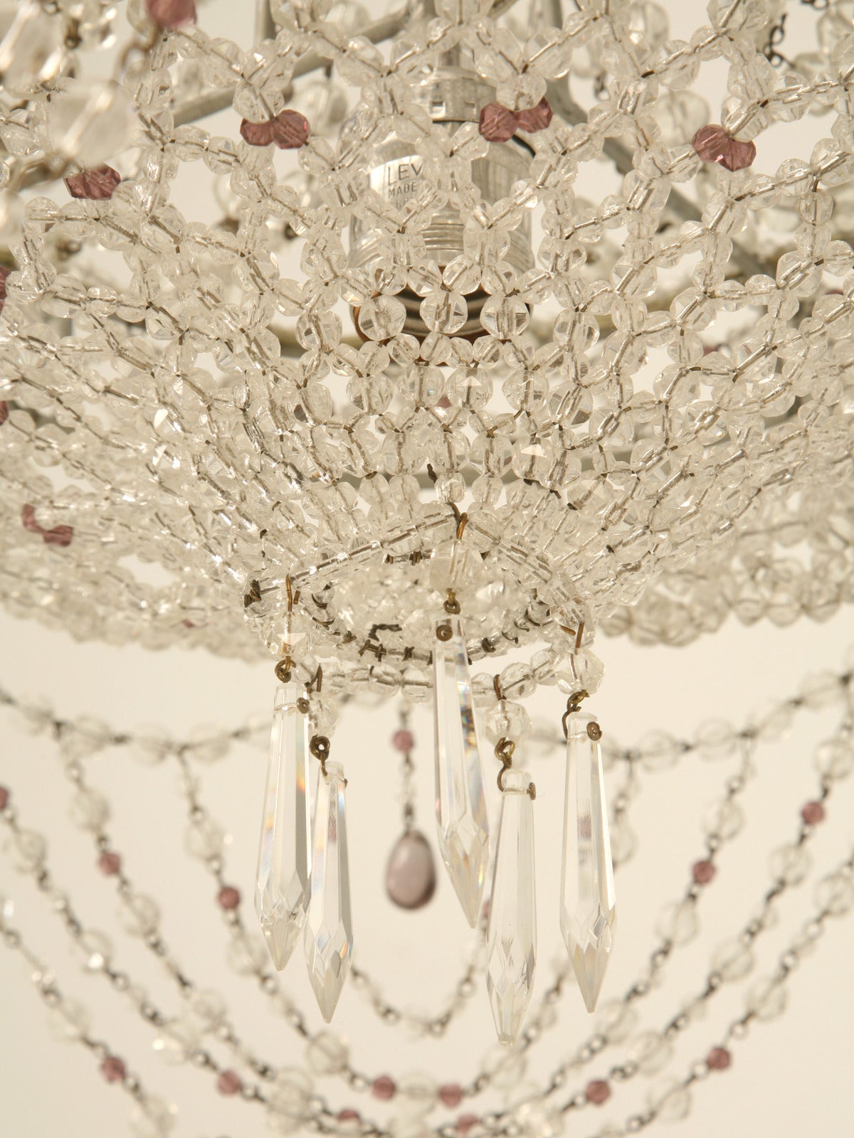 Vintage Italian Beaded 5-Lite Chandelier Rewired from Private Palazzo in Milan For Sale 2