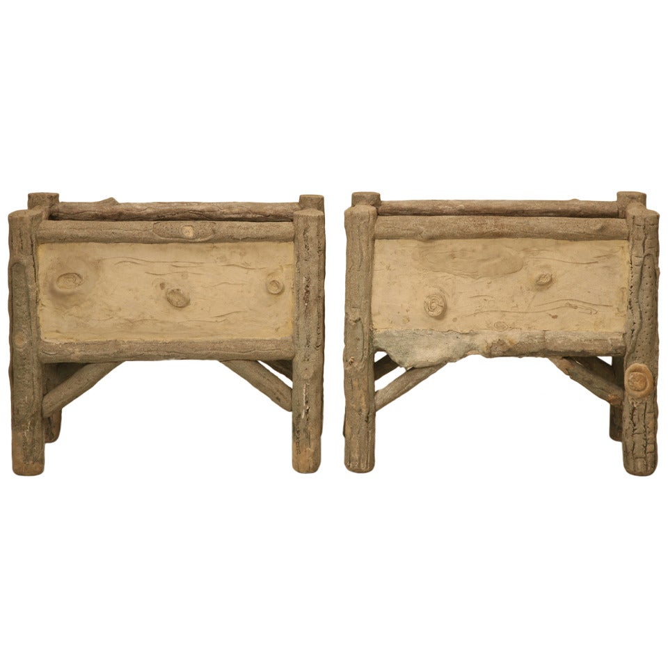 Pair of Vintage Faux Bois Planters