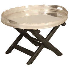 1940's French Silver Tray on Leather Stand 11