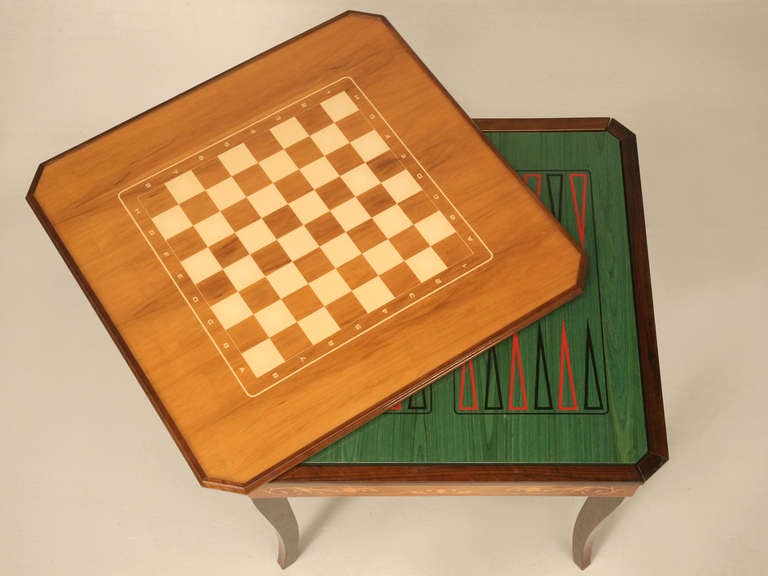 italian inlaid wood game table