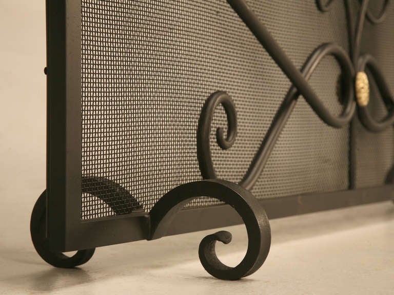 Hand-Crafted Modern Fireplace Screen Style of Gilbert Poillerat Made to Order Any Dimension For Sale