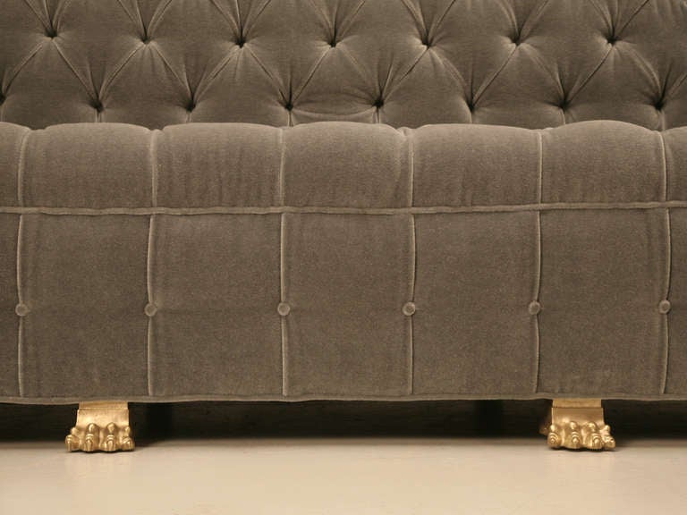 Contemporary Chesterfield in Mohair with Solid Bronze Paw Feet